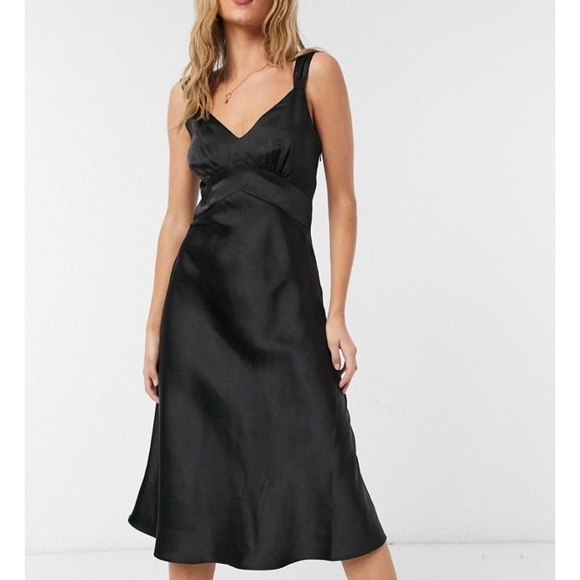 French Connection Dresses & Skirts - French Connection black satin slip dress. Midi. New.